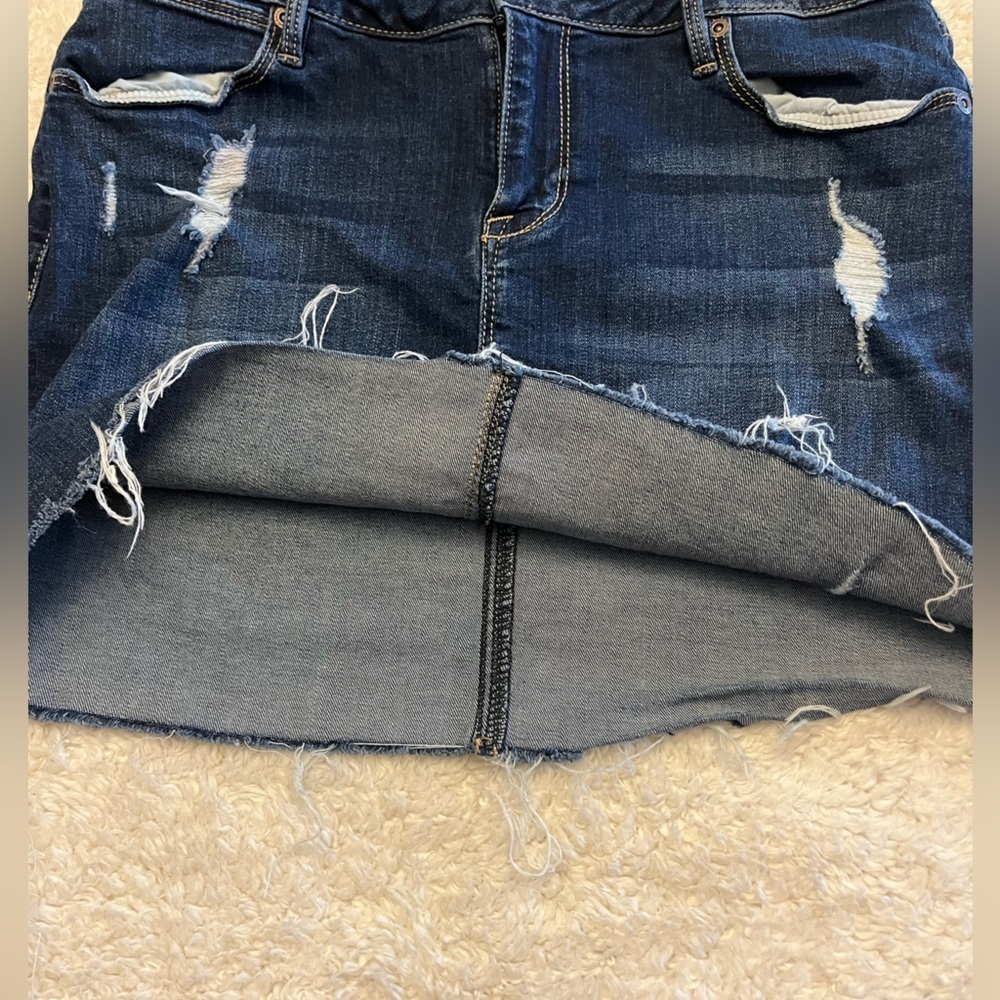 American Rag Distressed Mini Jean Skirt - Picture 4 of 9